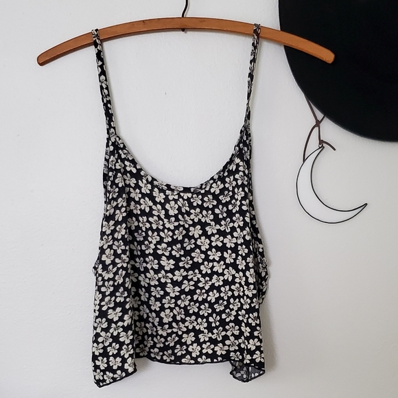 Brandy Melville Tops - black ditsy floral crop brandy melville cami top